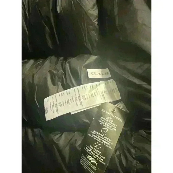 $325 Calvin Klein Black Supershine Down Blend Full Zip Puffer Jacket. Size: XXL - Picture 6 of 9
